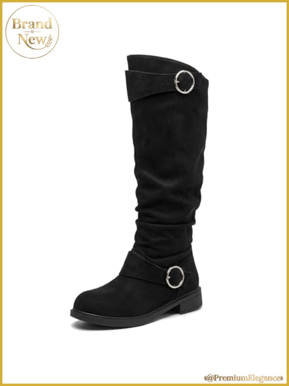 Allegra K Women Faux Suede Knee High Flat Boots Non-Slip Winter Snow